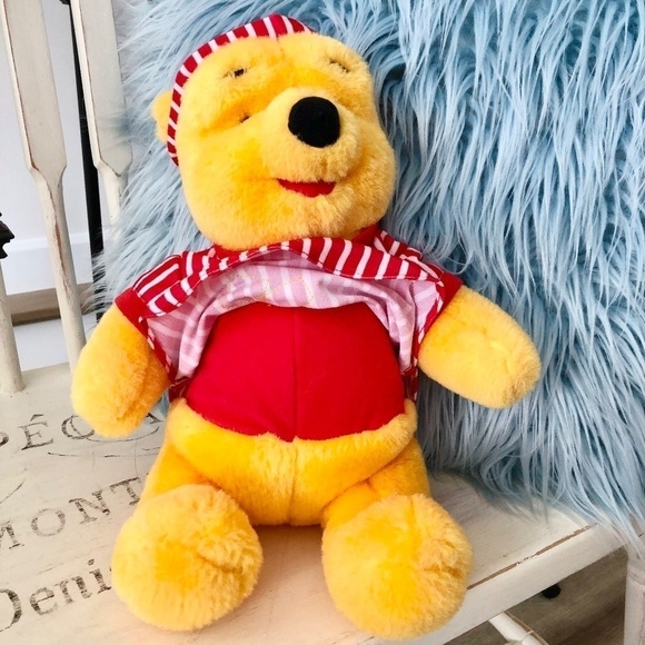 Disney, Winnie the Pooh, Vintage 1998, Stuffed Pooh Bear Wearing Pyjamas, Plush - Picture 7 of 14